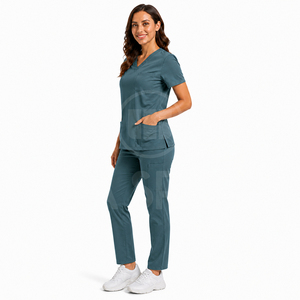 Medical <b>Scrubs</b> Set Nurse Uniform Hospital Clothing Stretch Fabric Breathable Doctor Nurse Apparel Private Label USA Supplier - Product Image 3