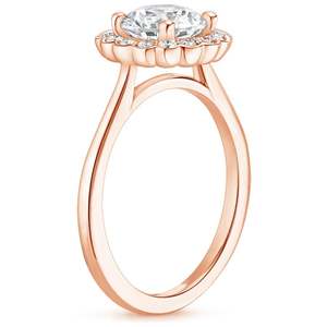 Anillo de compromiso de oro amarillo con diamante redondo brillante, engaste de flor, joyería fina clásica para mujer - Product Image 6