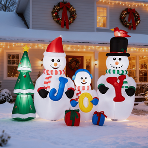 Decorazione Natalizia Gonfiabile Illuminata da 2,4 Metri, Divertente Addobbo da Giardino con Pupazzo di Neve Gonfiabile per Esterni - Product Image 2