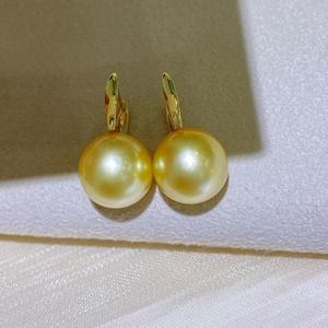 Boucles d'oreilles en perles d'or naturel, plaqué or 18 carats, argent pur 925, polyvalentes, 11-12 mm, défauts de précision, perles d'or épaisses - Product Image 4