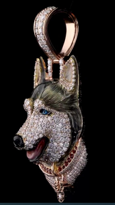 Pendentif pour chien en moissanite couleur or rose, breloque animale, bijou pour animal de compagnie en zircone cubique, pendentif de collier en émail - Product Image 4