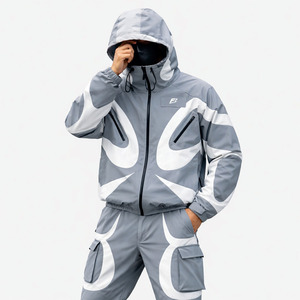 Ensembles brodés personnalisés pour hommes, ensembles coupe-vent en nylon Y2K à fermeture éclair pour l'été, ensembles deux pièces unisexes, survêtements pour hommes - Product Image 3