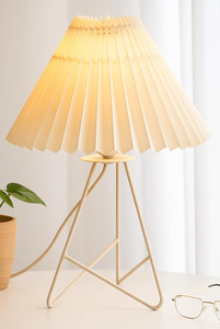 Scandinavian Style Table <b>Lamp</b> Paper Shade Aluminum Base E27 LED 3500K Warm White Cone Shape Wire High CRI 95 Bedroom - Product Image 6