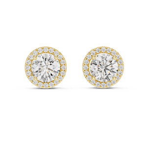 Boucles d'oreilles en or 14 carats avec diamants ronds brillants cultivés en laboratoire pour femmes, couleur E, certifiées IGI, diamants synthétiques, cadeau tendance - Product Image 1