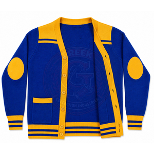 Cardigan en tricot bleu OEM Sigma Sorority pour femmes, style preppy, col en V, manches longues, couleur contrastée, broderie grecque, hiver - Product Image 2