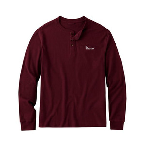 Camisa Casual de Manga Larga para Hombre, Color Granate, Transpirable, con Tejido de Punto Tipo Waffle, Logotipo Frontal, Estilo Hip Hop, para Otoño y Uso Diario - Product Image 1