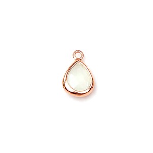Colgante de Piedra Lunar Arcoíris en Forma de Lágrima, Chapado en Oro Rosa, de Latón Facetado, con Gema en Forma de Pera para Fabricación de Joyas DIY y Collares - Product Image 1