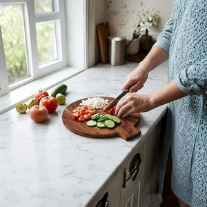 Planche à découper en bois artisanale pour la cuisine, planche à découper en bois massif de qualité supérieure pour couper les légumes, les fruits, la viande, le pain, naturelle - Product Image 6