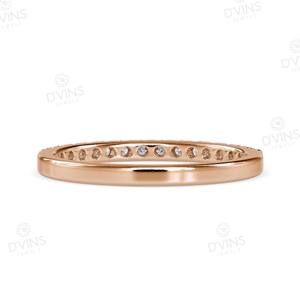 Anillo de Boda de Media Eternidad con Diamante de Corte Brillante Redondo Certificado por IGI para Mujer, Oro Sólido de 14K, Clásico y Fino - Product Image 2