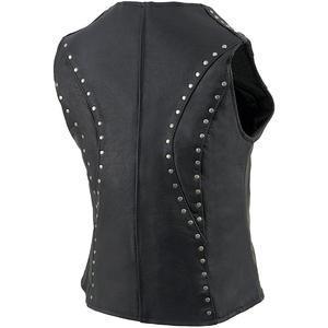 Chaleco de Motociclista de Cuero Premium Negro para Mujer Samroz Sports con Detalles de Tachuelas - Product Image 2