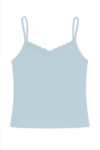 Camisola de Tirantes Finos para Mujer, Tejido de Punto Acanalado con Encaje, Estilo Camiseta sin Mangas, Algodón Ligero y Transpirable - Product Image 3