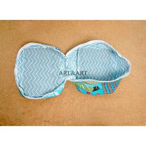 Ensemble de 3 trousses de toilette et de maquillage en coton imprimé à la main, grand format, avec fermeture éclair, imperméables, écologiques, durables, pour le voyage - Product Image 5