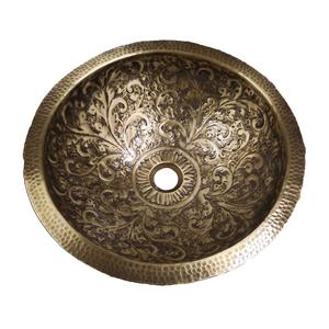 Lavabo de Lujo de Latón Forjado a Mano con Acabado Antiguo, Forma Ovalada, Textura Martillada, para Encimera de Baño, Cuenco Metálico - Product Image 2