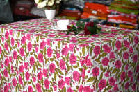 Nappe carrée personnalisée, style moderne, anti-poussière, en coton de haute qualité, écologique, réutilisable, imprimée à la main au bloc traditionnel
