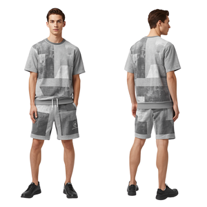 Shorts Bermuda en Coton à Motif Géométrique pour Homme, Taille Élastique avec Cordon de Serrage, Coupe Décontractée Mi-Haute, Tricoté Respirant avec Poches - Product Image 4