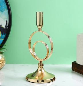 Golden <b>Brass</b> <b>Candlestick</b> Holder with Circular Design for Home Decoration - Product Image 2