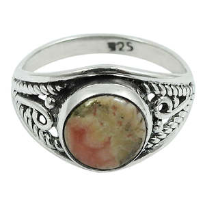 Bague pour homme en argent sterling 925 pur avec pierre précieuse rhodochrosite naturelle, bague de mariage, bague de pouce, bijoux bohèmes - Product Image 1