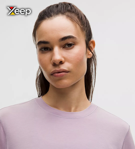 Camiseta Deportiva Ligera Informal para Mujer, Personalizable XEEP, Corte Holgado, Manga Corta, Transpirable, Cuello en V, Tejido de Punto con Letras - Product Image 3