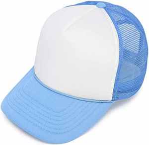 Gorra Trucker de Malla Azul Claro con Panel Frontal Blanco, Ajustable, Unisex, Casual, de Verano, Transpirable, de Algodón, para Adultos - Product Image 1