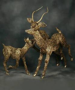 Escultura de Animales Hecha a Mano en Latón Estilo Art Deco, Familia de Ciervos, para Decoración del Hogar - Product Image 4