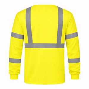 Hi Vis Long Sleeve Construction <b>Working</b> T-Shirts Reflective Safety Customized Logo Printing Safety Worker T-Shirts - Product Image 4