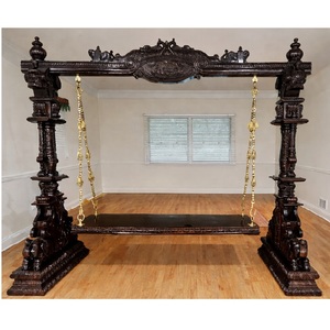 Columpio/Jhula de Madera de Teca Tallada, Decoración para el Hogar, Columpio de Madera Estilo Indio Real, Jhula Personalizada en Color Marrón Oscuro para Sala de Estar, EE. UU. - Product Image 1