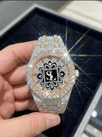 Montre classique de luxe personnalisée SHRILIKE JEWELS, style sport, cadran arabe glacé |   Diamant créé en laboratoire de clarté VVS, mouvement Miyota |