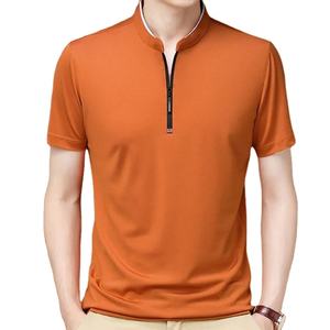 Camisetas de verano con cuello levantado y cremallera para hombre, camisetas informales holgadas de secado rápido, ropa de calle coreana, moda en tela de punto de manga corta - Product Image 5