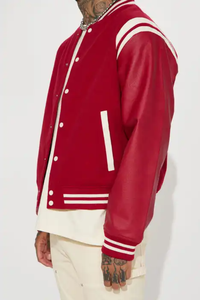 Custom Logo Varsity Jacket Leather Sleeves Embroidery Patch College Baseball Men's Jacket Letterman Varsity Jacket - Product Image 6