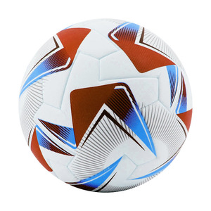 Ballon de football de taille 5 en cuir PU et mousse EVA, design classique jaune et bleu, pour entraînement sportif en extérieur - Product Image 2