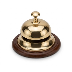 Campana de escritorio de latón antiguo con pátina verde, estilo victoriano ornamentado, campana de llamada para mostrador de recepción de hotel, oficina y hogar - Product Image 2