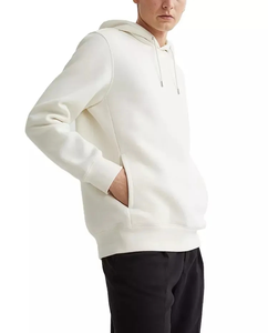 Sweat-shirt à capuche blanc en gros, coupe classique, 100 % coton molletonné, pull décontracté, couleur unie, vêtements d'hiver pour hommes - Product Image 1