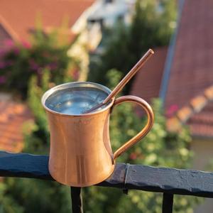 Taza de Cobre para Bebidas Herbales, Vaso Ayurvédico para el Bienestar, Taza de Metal Rústica Reutilizable, Taza para Bebidas, Regalo para el Hogar y la Cocina - Product Image 1