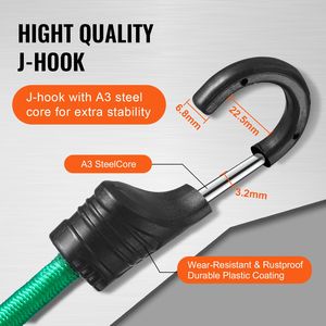 Set di 32 Corde Elastiche Resistenti da 8 mm con Ganci in Acciaio A3, Inclusi Cinghie Elastiche da 10-48 Pollici per Controllo Carico e Accessori - Product Image 5
