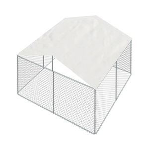 Recinto per cani da esterno 3x3m con copertura e cancello bloccabile, recinzione a rete metallica da 1,8m per esercizio e gioco dei maiali - Product Image 6
