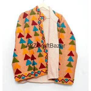 Chaqueta Cotrise Bordada a Mano con Cuello Mandarín, Diseño Vintage, Ecológica, Transpirable, de Secado Rápido, Forrada de Algodón - Product Image 6