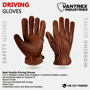 Gants de conduite en cuir marron, non doublés, thermiques, longueur poignet, style uni, pour usage extérieur - Product Image 6