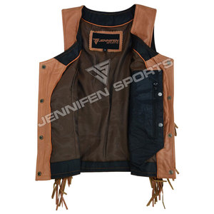 Nouveau gilet de motard en cuir pour femme, coupe-vent, style rock/metal lourd, avec franges, idéal pour l'hiver - Product Image 3