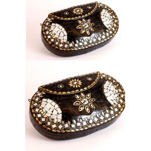 Pochette de soirée de luxe pour femme avec finition argent antique, élégant accessoire de mode en cristal RR ENTERPRISES Inde - Product Image 2