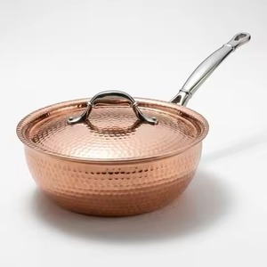 Poêle à frire en cuivre triple couche la plus populaire avec couvercle en métal plat et manche ergonomique long – Ensemble d'ustensiles de cuisson pour la maison et la restauration - Product Image 2