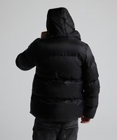 Veste matelassée à capuche noire pour homme, coupe-vent, fermeture éclair, rembourrage en polyester, manteau d'hiver décontracté, coupe régulière