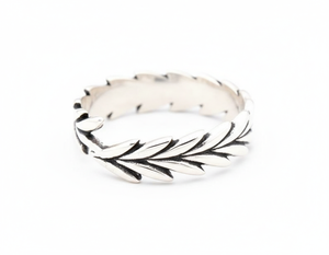 Bague d'éternité minimaliste en argent Sterling 925 lauriers feuilles bande enveloppante bijoux de tous les jours pour femmes cadeau de noël pour femme - Product Image 1