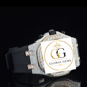 Good Quality Hip Hop Jewelry Moissanite Diamond White Yellow Dial Watch Stainless Steel Band Glass Available at Export Price - Product Image 2