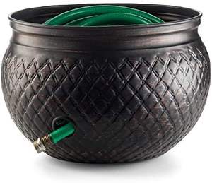 Pot de rangement pour tuyau d'arrosage en bronze foncé côtelé avec poteau central, organisateur décoratif de tuyaux d'eau pour extérieur - Product Image 5