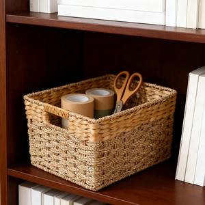 Cesta organizadora de junco marino y jacinto natural tejida a mano, cesta de almacenamiento hecha a mano, venta al por mayor, ecológica, hecha en Vietnam - Product Image 6