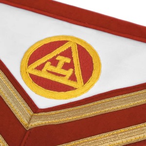 Delantal de Capítulo Royal Arch de Terciopelo Rojo con Emblema y Trenza Bordados en Oro, Vestimenta Ceremonial Profesional con Ajuste Cómodo - Product Image 6
