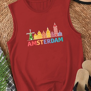 เสื้อกล้ามถักลำลองสำหรับผู้หญิง AMSTERDAM Skyline Design พร้อมโลโก้ด้านหน้า คอกลม ผ้ายืดสแปนเด็กซ์/โพลีเอสเตอร์ - Product Image 3
