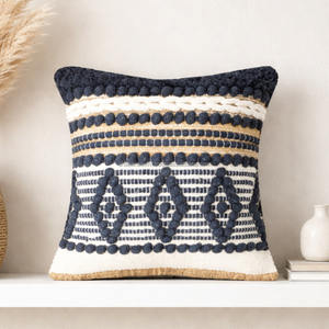 Hot Sale Black Lumbar Throw Pillows with Side Fringes High Quality Outdoor Indoor Handloom Cotton Boho Cushion Cover - Product Image 2