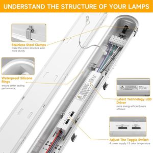 Lampada LED Tri-Proof a tenuta stagna al vapore da 4FT 60W/50W/40W/30W 7800LM 6000K/5000K/4000K/3500K/3000K 100-277V Certificata ETL - Product Image 5