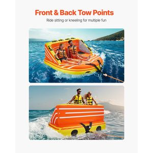 1-3 Riders <b>Inflatable</b> Towable Tube for Boating 510lbs Water Sport Tube with High Towing Capacity - Product Image 6
